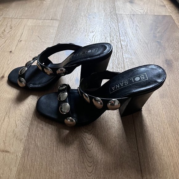 Sol Sana Black Mules with Silver Hardware Size 38 from Revolve - Picture 3 of 7